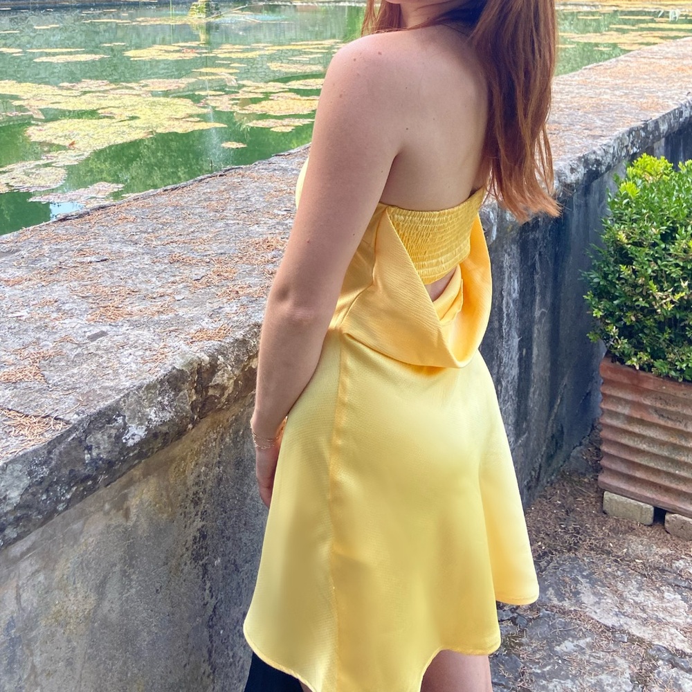 Forever 21 Yellow Strapless Dress